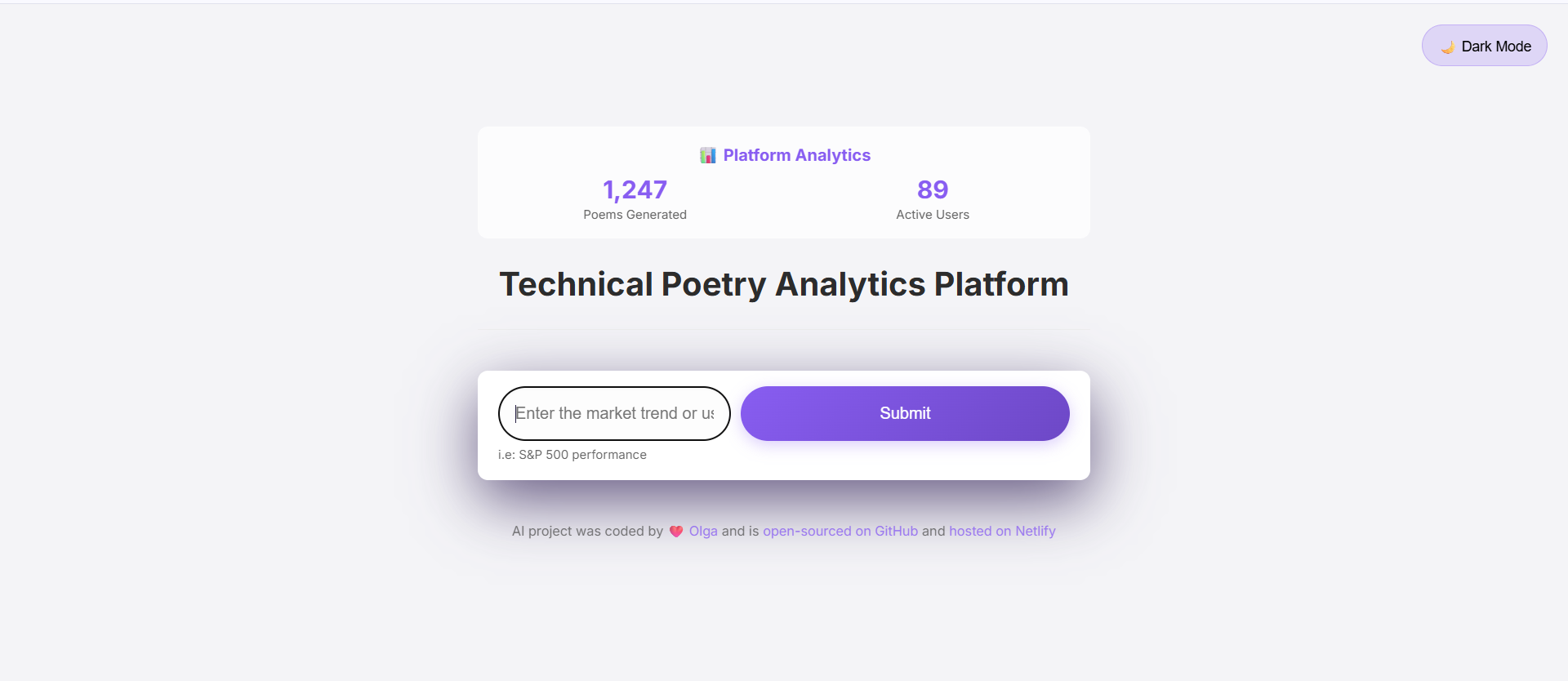 Technical Analysis Poetry Platform